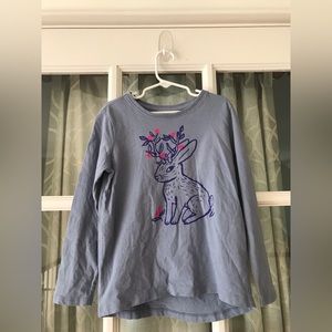 Tea Collection size 8 Jackalope mythical spring creature, EUC long sleeve shirt